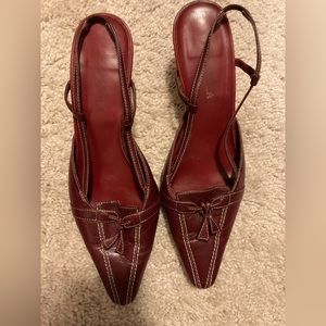 Womens leather heels burgundy 7 1/2
